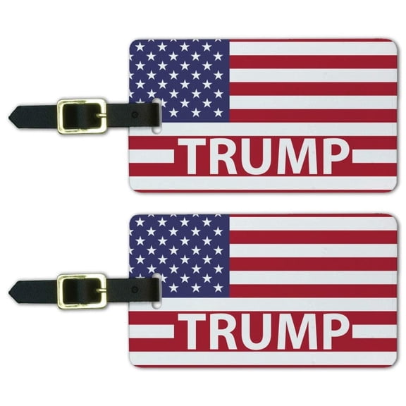 President Trump American Flag Luggage ID Tags Suitcase Carry-On Cards - Set of 2