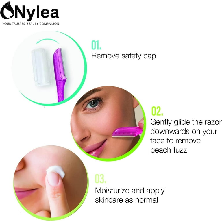 Nylea 12 Pack Eyebrow Razor Trimmer for Women Face Extra Precision Peach Fuzz Remover Disposable Dermaplane Facial Hair Shaper Dermaplaning