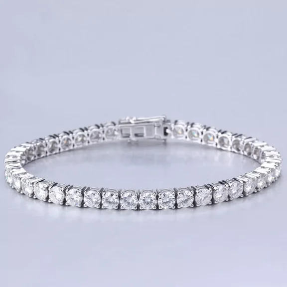 10 TCW Round Lab Created Moissanite Tennis Bracelet In 14k white gold Plated