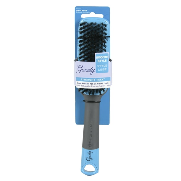 Goody Straight Talk Boar Bristle Hair Brush Gray and Blue 1 Ct