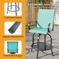 thumbnail image 6 of Memoryfield Outdoor Swivel Bar Stools Set of 2, Bar Height Patio Chairs with High Back & Armrests, Textilene Fabric Bar Stools for Patio, Deck, Backyard & Garden, Green, 6 of 8