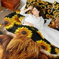 thumbnail image 4 of Castle Fairy Boys Girls Highland Cow Bedding Comforter Set 7 Pieces,Chic Floral Sunflowers Full Bedding Set Lightweight,Rustic Farmhouse Animal Fitted Sheet Flat Sheet,Lightweight Room Decor, 4 of 8