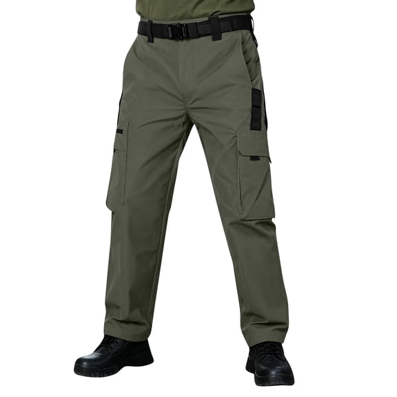 Men's Multi Pocket Tactical Cargo Pants Loose Fit Elastic Waist Straight Leg Trousers Big Size Outdoor Hiking Work Pants Lightweight Breathable Casual Utility Pants