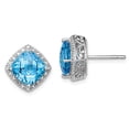 thumbnail image 4 of 925 Sterling Silver Rhodium-plated Blue Topaz and Diamond Earrings, 4 of 5
