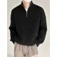 thumbnail image 3 of Ropa para hombre Jersey de punto con cremallera negra Suéter con cremallera para hombre Chaqueta con cuello Nuevo en primavera cálida Otoño Cuello de algodón Barato, 3 of 5