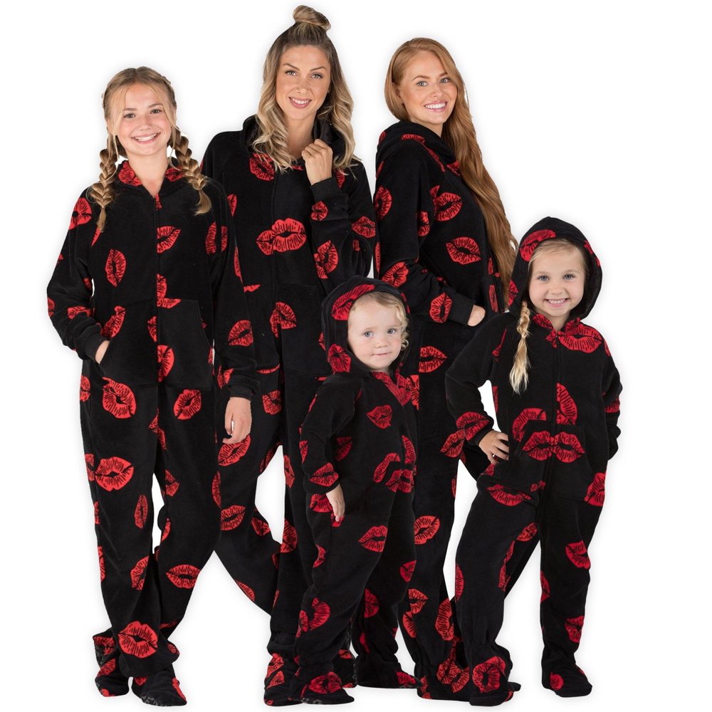 Footed Pajamas Footed Pajamas Family Matching Kisses Hoodie Onesies