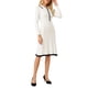 thumbnail image 4 of Vestido de punto midi para mujer INSPIRE CHIC, con ribetes y volantes, estilo A, vestido de suéter tipo polo, XL, blanco, 4 of 5