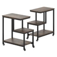 thumbnail image 1 of Costway 2 Pcs Table d'Appoint Moderne en Forme de g avec Étagères de Rangement et Roulettes Verrouillables pour Salon Marron, 1 of 10