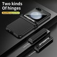 thumbnail image 5 of Luxury Double Hinge Protection Case Compatible with Samsung Galaxy Z Flip 5 5G with S Pen & Holder, Full Body Protective PU Leather + Plating PC Cover for Samsung Galaxy Z Flip 5, Black, 5 of 7