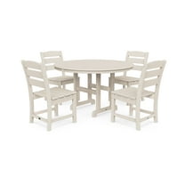 POLYWOOD Lakeside 5-Piece Round Side Chair Dining Set in Sand