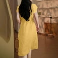 thumbnail image 4 of SMihono Fashion Cotton Linen Maxi Dresses for Women 2025 Summer Casual Dress Beach Vacation Short Sleeve Stand Collar V Neck Basic Long Shirt Dress Yellow XXL, 4 of 8