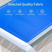 Domi Patio Chaise Lounge Chair Set of 3,Outdoor Aluminum Polypropylene Sunbathing Chair with Adjustable Backrest,Side Table,for Beach,Yard,Balcony,Poolside(2 Blue Chairs W/Table)