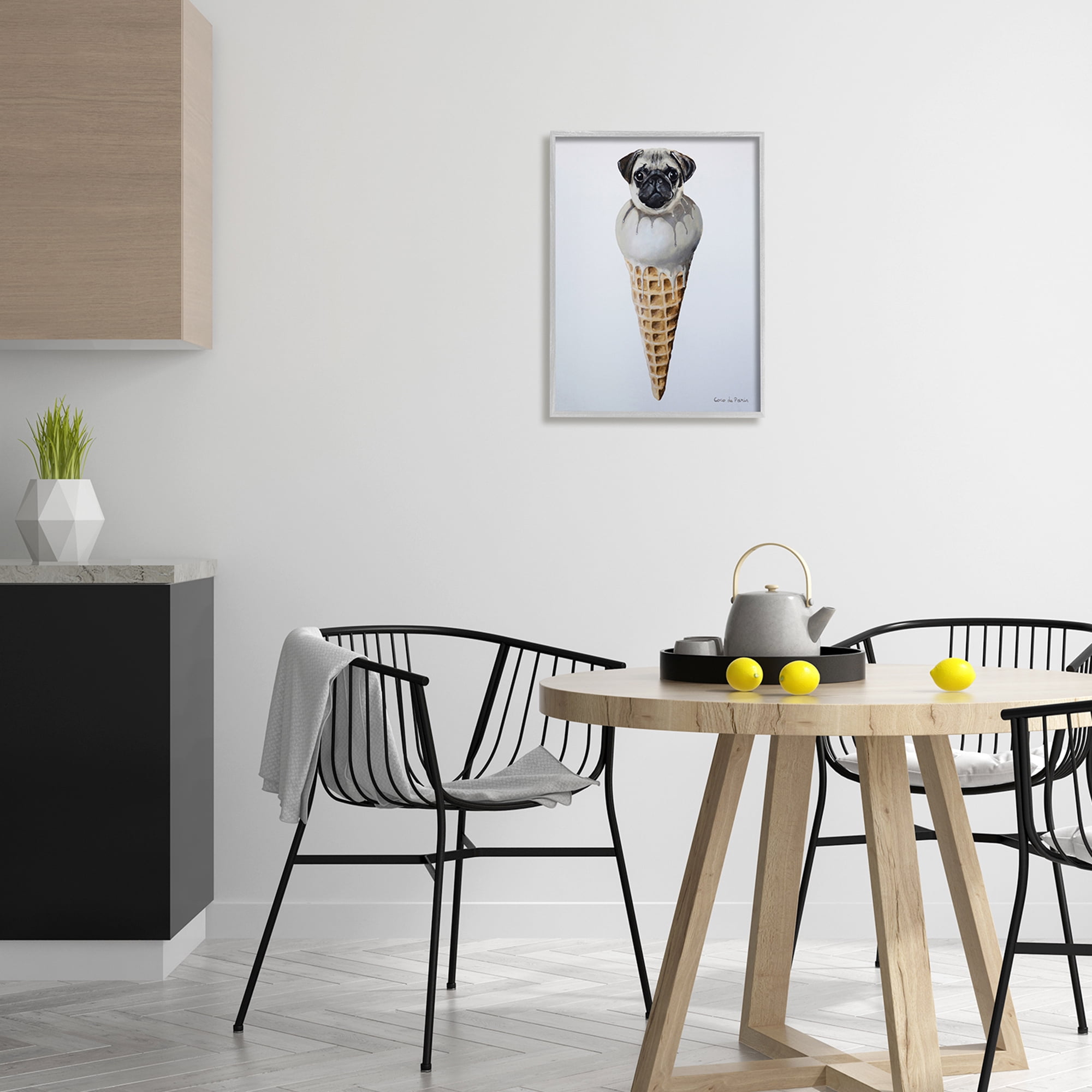 Stupell Industries Pug Ice Cream Cone Dessert Illustration , 16 x 20, Design by Coco de Paris
