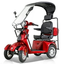 QEEKA Mobility Scooters for Seniors and Adults,Powered Mobility Scooters with Multiple Storage Space,500Lbs Capacity-800W,full LED Lighting,Red-roof