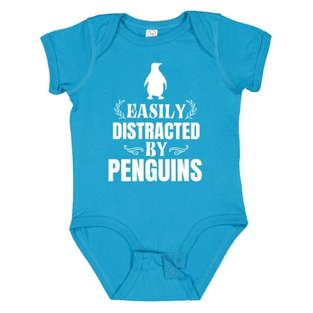 

Inktastic Easily Distracted by Penguins Gift Baby Boy or Baby Girl Bodysuit