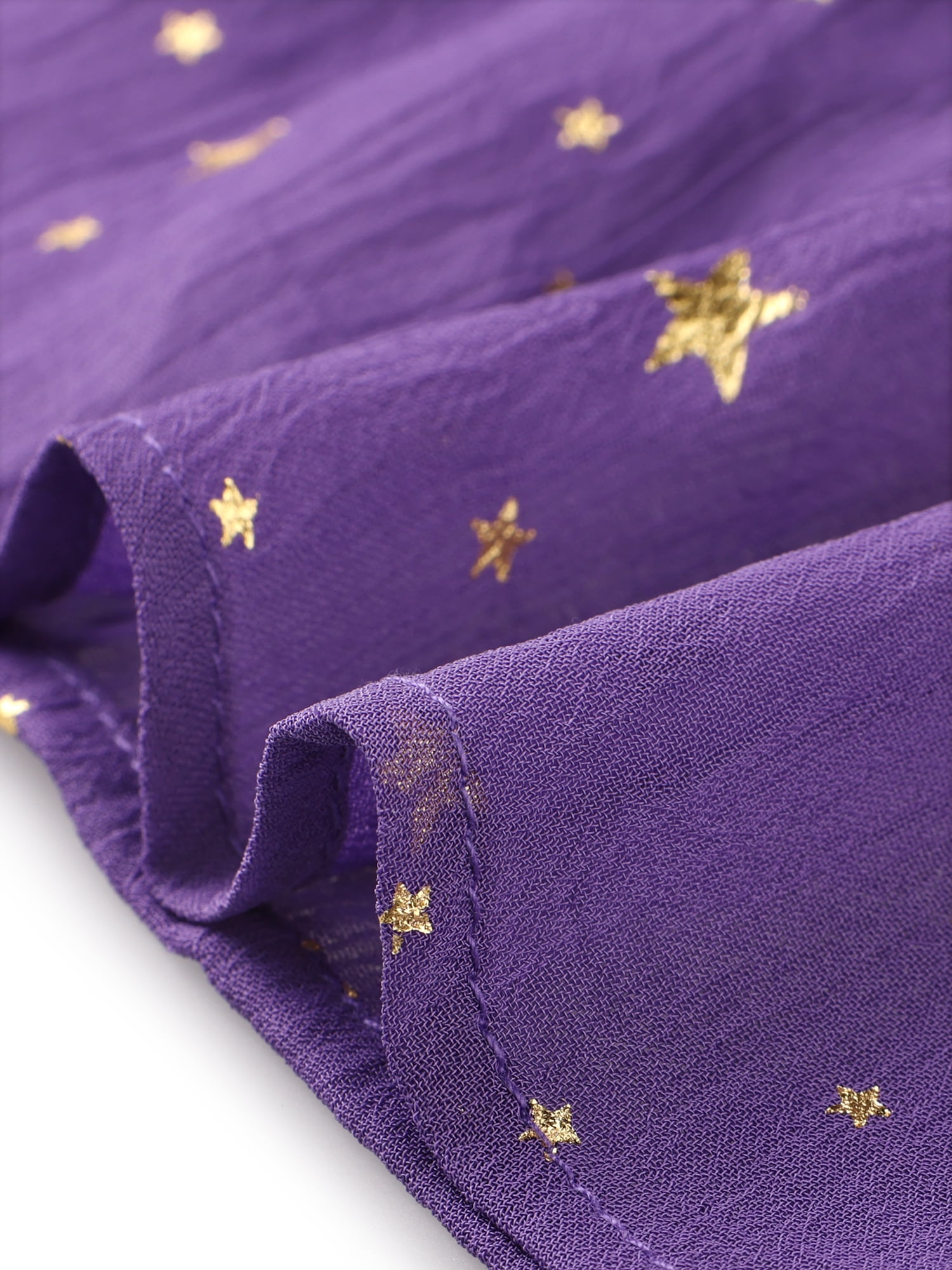 DARING DIVA Smocked Waist Gilding Metallic Stars Chiffon Dress XL Purple