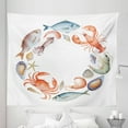 thumbnail image 1 of Lobster Tapestry, Pattern of Aquarelle Style Tasty Seafood Arranged in Circular Composition, Fabric Wall Hanging Decor for Bedroom Living Room Dorm, 5 Sizes, Multicolor, by Ambesonne, 1 of 1