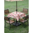 thumbnail image 4 of Outdoor Tablecloth with Umbrella Hole for Patio/Picnic/Party/Camping, Nautical Coastal Waterproof Table Cloth Square Cover Washable, Summer Sea Coral Starfish Underwater Red (60"x 60"), 4 of 8