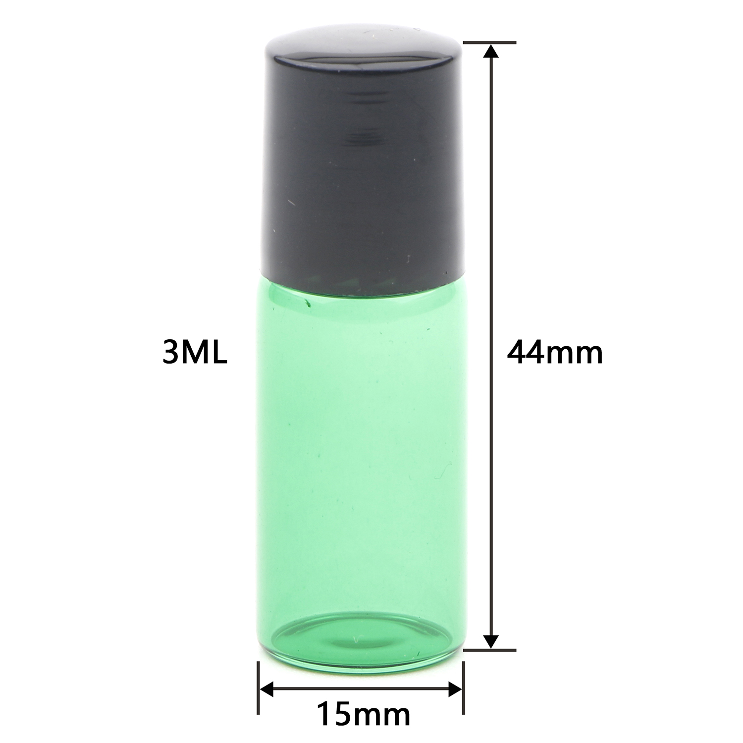 Colorful Glass Roll on Bottles with Stainless Steel Roller Balls and Black Screwcap Green 35PCS 3ml