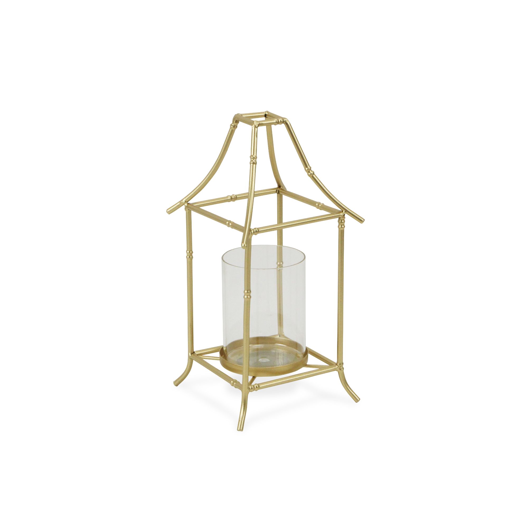 12.25" Gold and Clear Bamboo Style Candle Holder