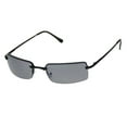 thumbnail image 2 of Mens Spring Hinge Narrow Rectangular Rimless Classy Metal Rim Sunglasses All Black, 2 of 4