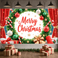 thumbnail image 6 of Green Wreath Merry Christmas Banner Red Baubles Christmas Display Candy Cane Gold Stars Xmas Backdrop for Christmas Party Holiday Decoration Family Party, 6 of 9