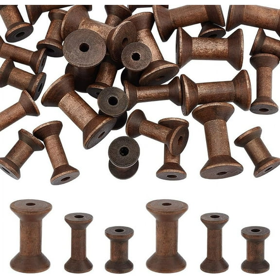 30Pcs 3 Sizes Antique Wooden Empty Spools Empty Thread Spools Wooden Ribbon Spools Bobbins for Wire Weaving Arts Mixed Color 10pcs/Size DIY