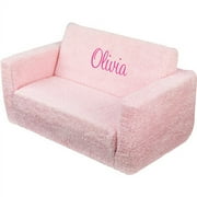 KidKraft - Personalized Pink Chenille Lil' Lounger, Pink Script Font Girl's Name