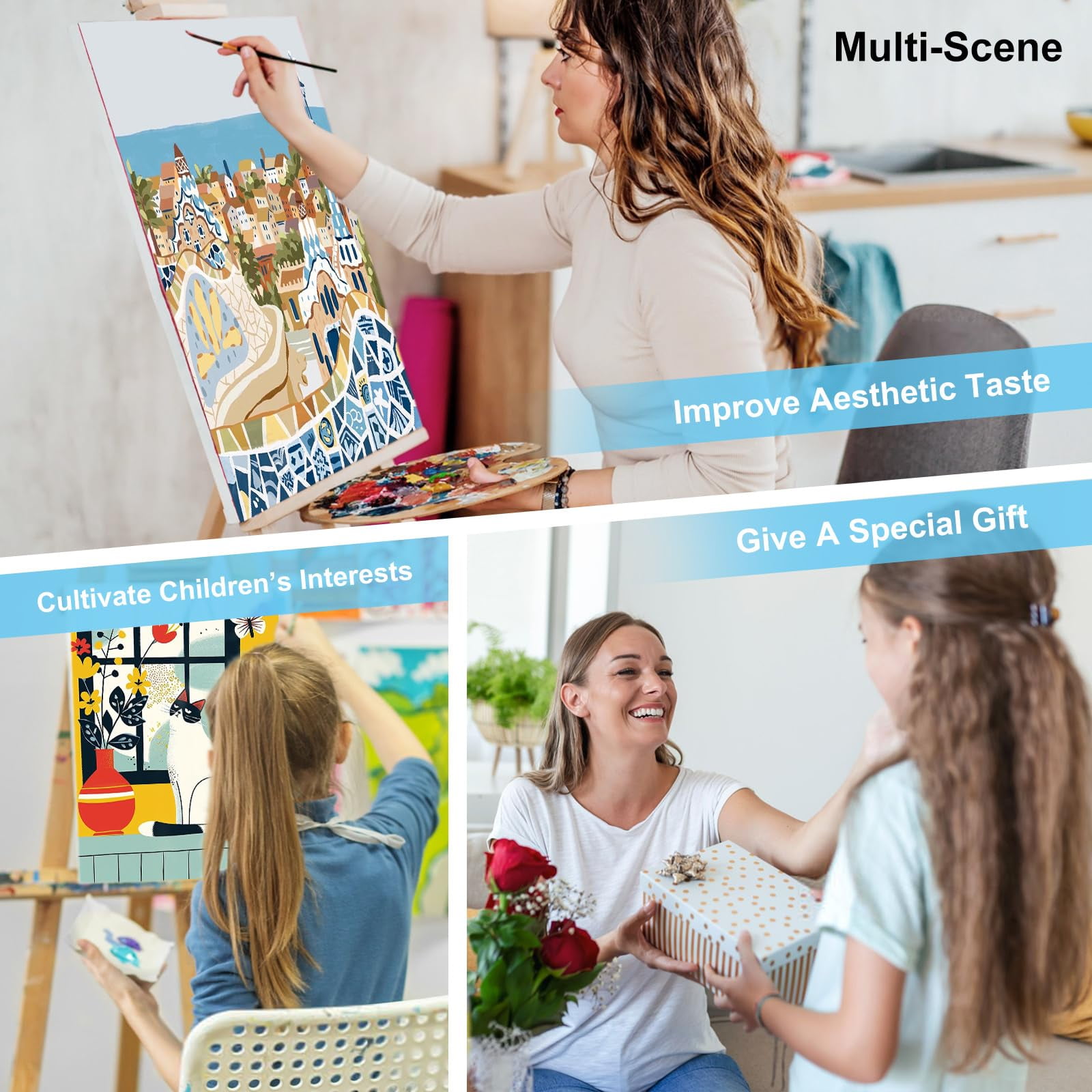 6 Pack Paint by Numbers Kit for Adults Beginners - 8x10 Inch Cocktail Adult Paint by Number Kits on Canvas, DIY Acrylic Oil Number Painting Kits for Adults, Perfect for Gift Home Decor（No Frame）