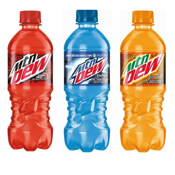 Mountain Dew Soda Variety Pack 20oz Bottles, 10 Units - Code Red, Voltage, Live Wire