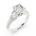 thumbnail image 2 of Blue Jewel 14K White Gold Plated 2.02 Ct Asscher Cut Engagement Rings - Solitaire with Side Diamonds - 3 Stone Wedding Bands for Women - Eternity Split Shank Diamond-Inspired Jewelry, 2 of 3