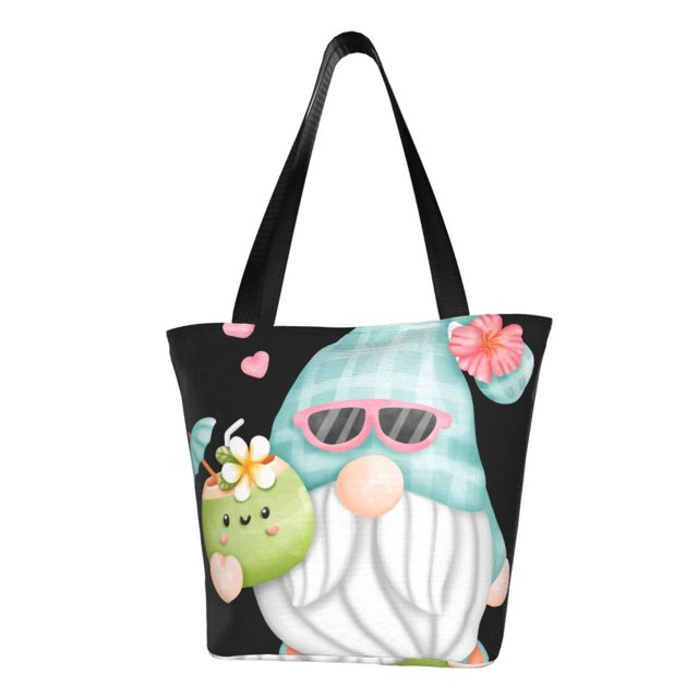 Balery Summer Gnome,Cute Gnome Bolsa de Hombro con Diseño, Bolsa Grande y Duradera, Bolsa Versátil para Compras