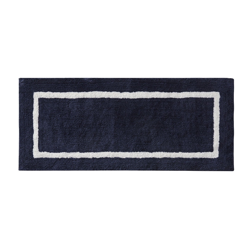 Reversible High Pile Tufted Bath Rug 24x60 Inches Geometric Fretwork to Classic Border Pattern Soft Contemporary Bathroom Rug Machine Washable for Bathroom Decor