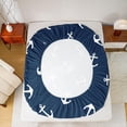 thumbnail image 4 of Summer Anchor Sheet Set Queen Size, Nautical Anchor Bedding Set for Kids Boys Teens Room Decor, Fashion Navy Blue Bed Sheet Set 4pcs with Deep Pocket Fitted Sheet + Flat Sheet + 2 Pillowcases, 4 of 7
