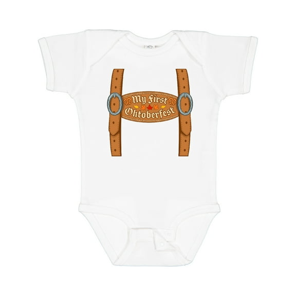 Inktastic My First Oktoberfest Leiderhose Overalls Boys or Girls Baby Bodysuit