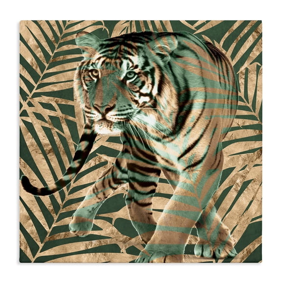 Stupell Industries Southwestern Fierce Tiger Layered Savanna Leaves Pattern Canvas Art, 17 x 17, by Yvonne Coleman Burney