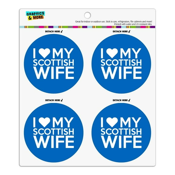 I Love My Scottish Wife Refrigerator Fridge Locker Vinyl Circle Magnet Set