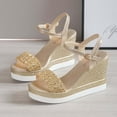 thumbnail image 5 of HAOTAGS Casual Walking Sandals for Ladies Platform Summer Wedge Sandals Gold Size 7.5, 5 of 9