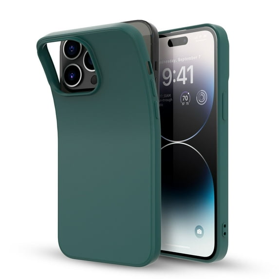 For iPhone 14 Pro Case, Liquid Silicone Case Phone Cover Slim Protective, Soft Anti-Scratch for iPhone 14 Pro 6.1 inch, Green