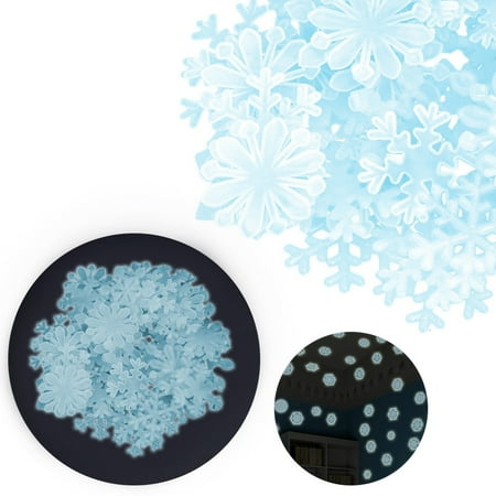 

50 Pcs Glow in Dark Snowflake Multicolor Wall Stickers Wall Decals Ceiling Decals for Kids Girls Boys Bedroom
