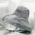 thumbnail image 3 of Penkiiy Super Wide Brim Women Sun Hat Cotton Floppy Packable Reversible Wired Edge Hats UV Protection Summer Beach Travel Garden Women's Bucket Hat Gray, 3 of 4