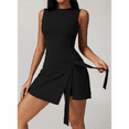 thumbnail image 5 of Womens High Neck Tennis Dress Sleeveless Wrap Skirt Built in Shorts Golf Athletic Dress Advanced Black XL, 5 of 9