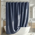 thumbnail image 5 of Unique Bargains Solid Color Linen-Like Shower Curtain with Hooks Blue 71"W x 71"L, 5 of 5