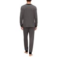 thumbnail image 5 of Dwelliawo Mens Soft Henley Pajamas Set Long Sleeve Tee and Pants with Pockets 2-Piece Lounge Pjs Loose Comfy Solid Trendy 2025 Fall Sleepwear Set Dark Gray 3xL, 5 of 5