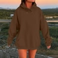 thumbnail image 2 of BXINGOHAI Women's Pullover Hoodie Lightweight Long Sleeve Kangaroo Pocket Basic Casual Sweatshirt Coffee,XL, 2 of 6