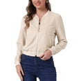 thumbnail image 1 of CHAQUETA CHIC PARA MUJER INSPIRE, CORTA DE SUEDE SINTÉTICO, CON CUELLO ALTO, CIERRE DE CREMALLERA, ESTILO BIKER MOTO BOMBER, COLOR M BEIGE, 1 of 6