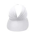 thumbnail image 3 of Sun Hats for Women Wide Brim Ponytail Outdoors UV Protection Cap Pleated Open Roof Beach Visor Sunhats, White, 3 of 6