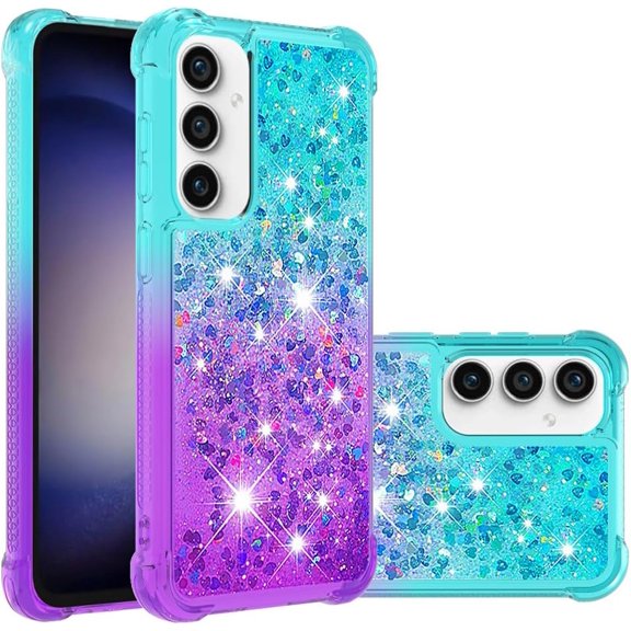 Compatible with Samsung Galaxy A35 5G Case Girls Women Liquid Glitter Heavy Duty Shockproof Soft TPU Bumper Silicone Slim Protective Cover for Samsung Galaxy A35 5G Gradient Blue