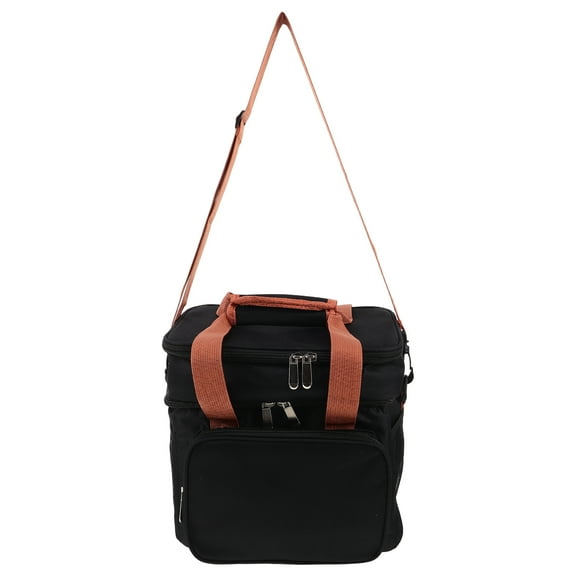 Hemoton Double Layers Insulated Lunch Bag Crossbody Strap Large Capacity Cooler Bag For Men And Women For Work Picnic And Travel