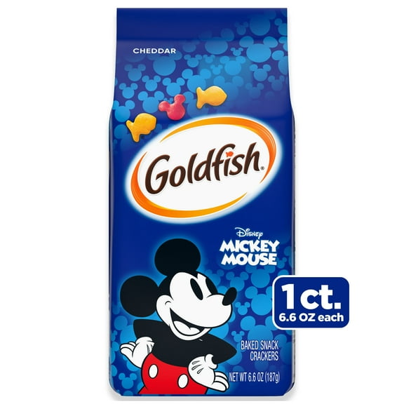 Pack of 2 Goldfish Disney Mickey Mouse Cheddar Crackers, Snack Crackers, 6.6 oz Bag